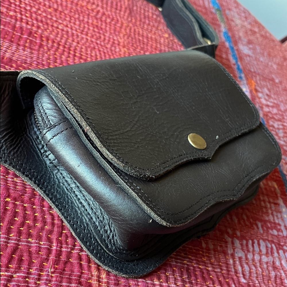 Handmade Black Leather Travel Bag + Belt 🔥 - Picture 3 of 13